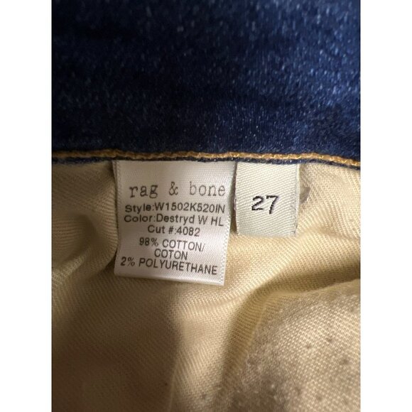 Rag & Bone Skinny Distressed Destroyed Denim Blue Jeans Women's Size 27 - Picture 12 of 13